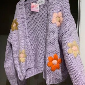 Purple sweater with floral details from Chic Wish - never worn